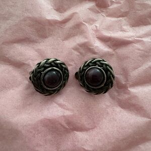 Antique Purple Cabochon Clip-On Earrings